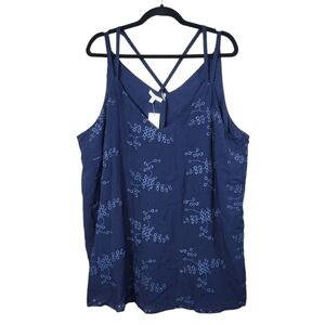 NWT Maurices Navy Cross Strap Lightweight Tank Plus Size 3